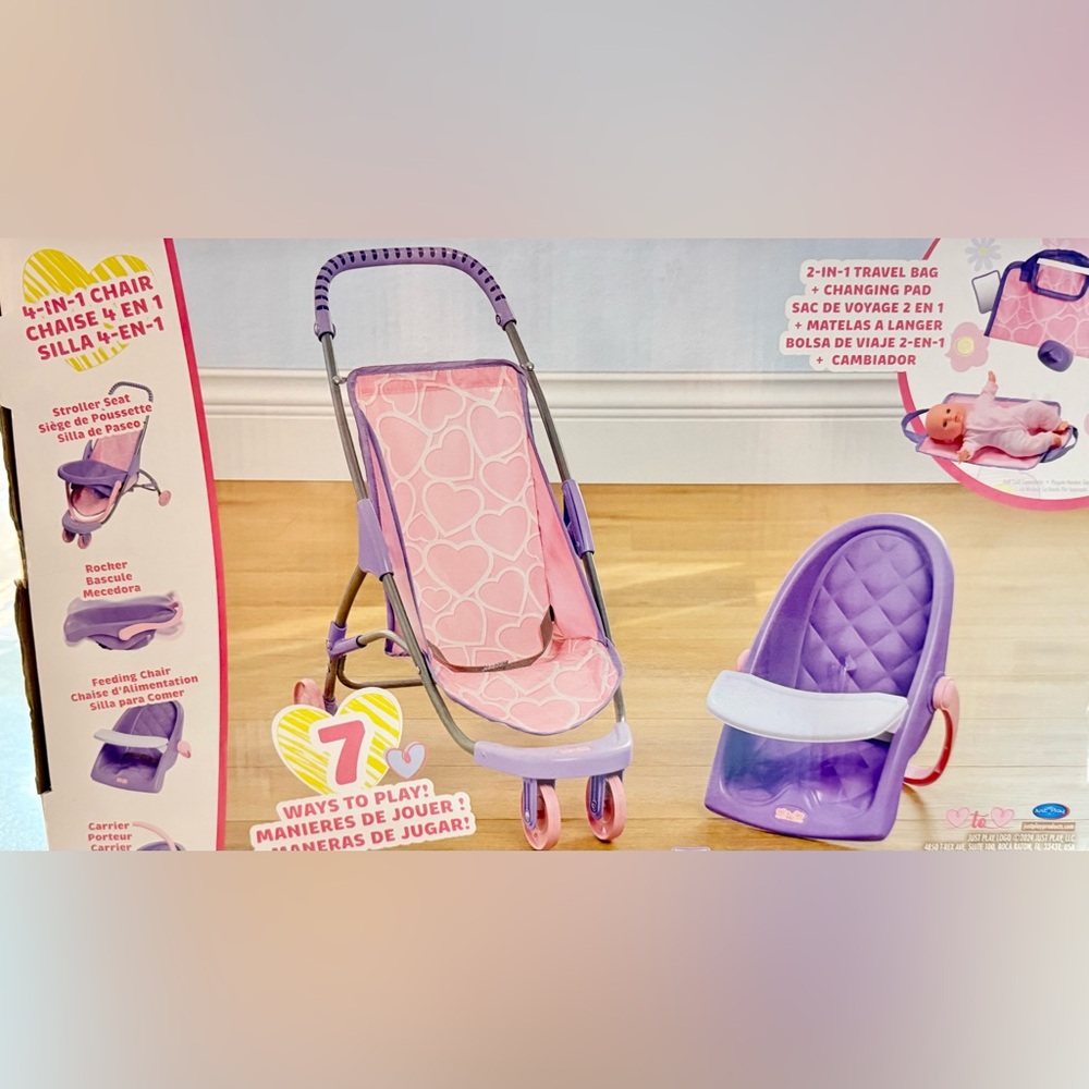 Heart to Heart Deluxe Doll Accessory Set (6 ct) stroller,carrier,feeding chair - Picture 3 of 5